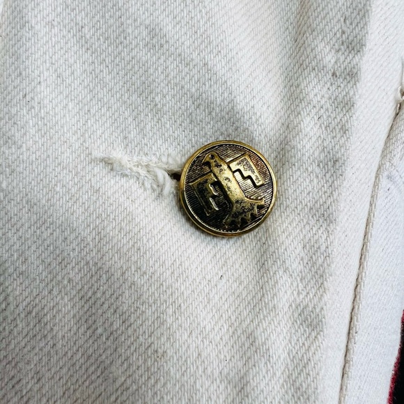 Vintage Cream Long Coat with Colorful Bull Skull Design - Picture 5 of 8